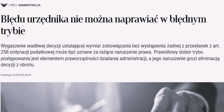 Maja Fabrowska-Bielska na łamach Rzeczpospolitej komentuje wyrok NSA z 4 czerwca 2025 r., sygn. akt III FSK 1488/24.
